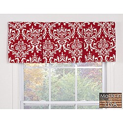 Elysee Red Damask Cotton Pleated Window Valance