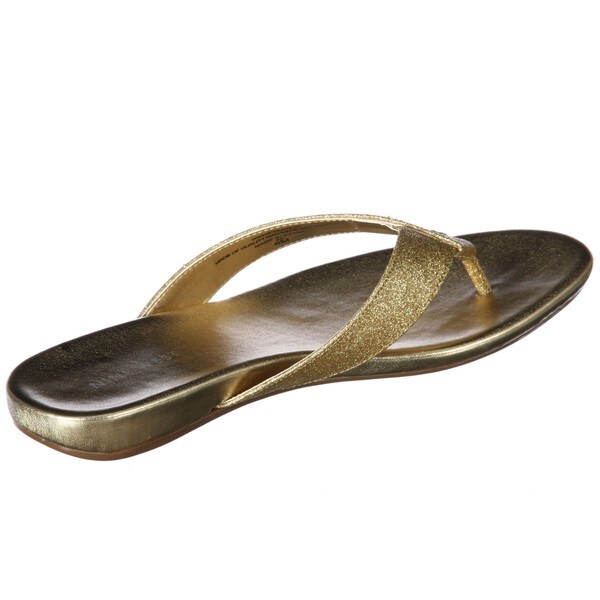 Nine West Women's 'Heydarling' Gold Flat Thong Sandals - Overstock ...