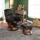 Upton Home Francis Black Leather Recliner and Ottoman