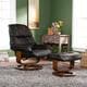 Upton Home Francis Black Leather Recliner and Ottoman