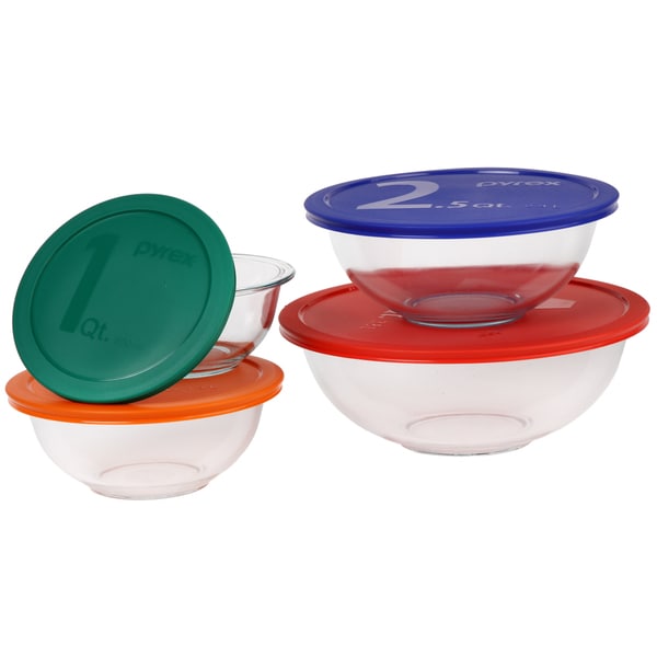 Pyrex Smart Essentials 8-Piece Glass Mixing Bowl Set with Assorted Colored  Lids 1086053 - The Home Depot