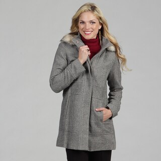 Esprit Women's Faux-fur Herringbone Coat