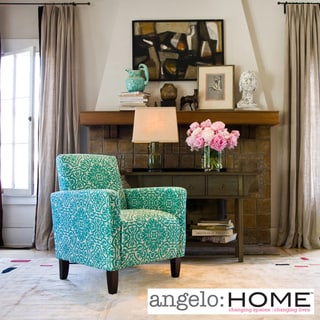 angelo:HOME Sutton Modern Damask Turquoise Blue Arm Chair
