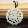 Jade Dragon and Tiger Cotton Necklace (China)
