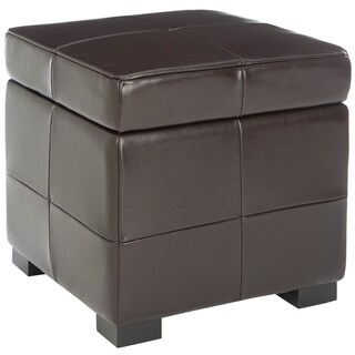Essex Fliptop Brown Leather Storage Ottoman