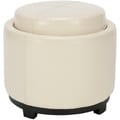 Safavieh Broadway Single Tray Off-White Leather Storage Round Ottoman