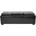 Broadway Triple Tray Black Leather Storage Ottoman