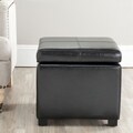 Broadway Black Leather Storage Ottoman