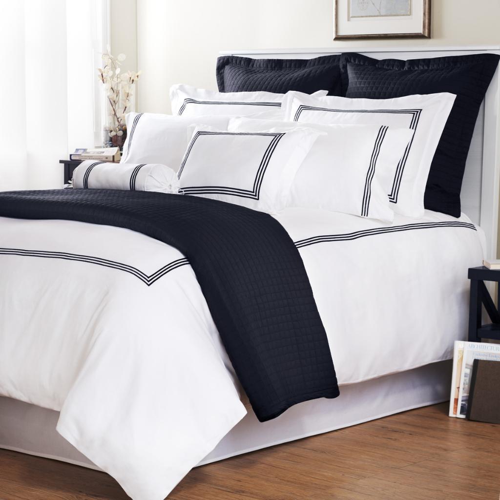 Navy Stripe Baratto Stitch Full/ Queen-size 3-piece Duvet Cover Set ...