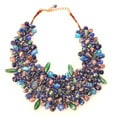 Wire-woven Blue and Multicolored Glass Beads Bib Necklace (India)