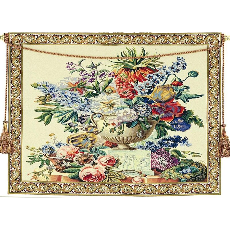 Floral Vase on Pedestal European Tapestry Wall Hanging 13604094 Shopping
