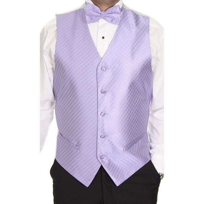 Ferrecci Men's Lavender Patterned 4piece Vest Set 13604697