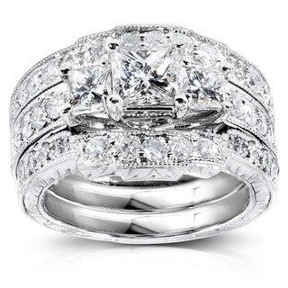 Annello 14k White Gold 1 7/8ct TDW Diamond Bridal Ring Set (H-I, I1-I2)