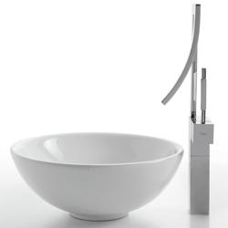 Kraus Round Ceramic Vessel Sink/ Millennium Faucet