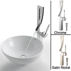 Kraus Round Ceramic Vessel Sink/ Millennium Faucet