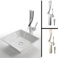 Appealing information on china Two Kraus White Square Ceramic Vessel Sink/ Millennium Faucet