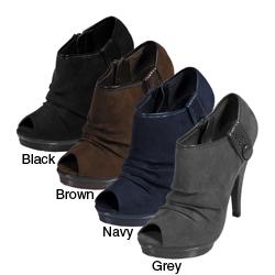 Journee Collection Women's Peep Toe Platform Heel Booties