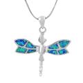 Sterling Silver Blue Opal Dragonfly Necklace