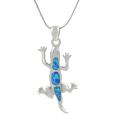 Sterling Silver Blue Opal Lizard Necklace