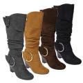 Glaze by Adi Women's Faux Suede Buckle Accent Tall Boots