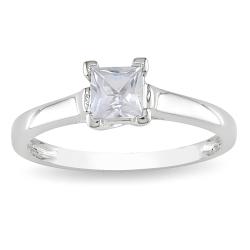 10k Gold Created White Sapphire Solitaire Ring