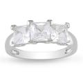 Miadora 10k White Gold Created White Sapphire 3-stone Ring