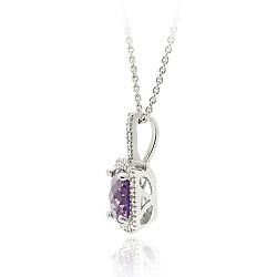 Glitzy Rocks Sterling Silver 2.35 CTW Amethyst and Diamond Accent Square Necklace
