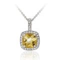 Glitzy Rocks Sterling Silver 2.35 CTW Citrine and Diamond Accent Square Necklace