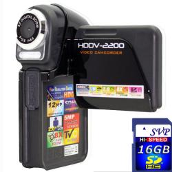 SVP HDDV2200 5MP Black Digital Camcorder with 16GB SDHC Memory Card 