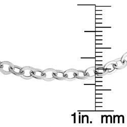 14k White Gold 9-inch Flat Oval Link Anklet (3 mm)