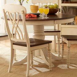 Mackenzie Casual Country Antique White Round 5-piece Dining Table Set