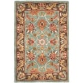 Handmade Heritage Blue/ Brown Wool Rug (3' x 5')