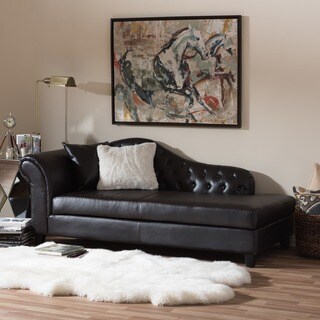 Josephine Brown Faux Leather Victorian Chaise Lounge Chair