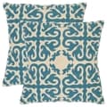 Morrocan 18-inch Embroidered Blue Decorative Pillows (Set of 2)