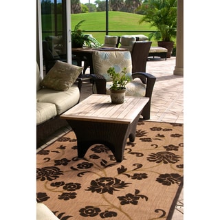 --->  Woven Brighton Natural Indoor/Outdoor Floral Rug (5' x 7'6)