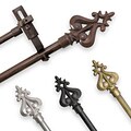 Adjustable Double Curtain Rod Set with Fleur Finial