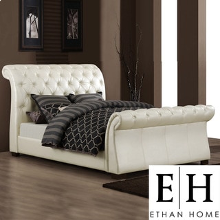 ETHAN HOME Castela Soft White Faux Leather King Sleigh Bed