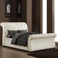 TRIBECCA HOME Castela Soft White Faux Leather King Sleigh Bed