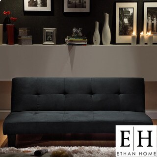 ETHAN HOME Bento Black Microfiber Suede Mini Futon Sofa Bed