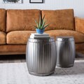 Set of 2 Natural Steel Fluted Round Barrels (India)
