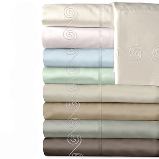 Low Price Grand Luxe Egyptian Cotton Sateen 500 Thread Count Swirl Deep Pocket Sheet Set and Pillowcase Separates
