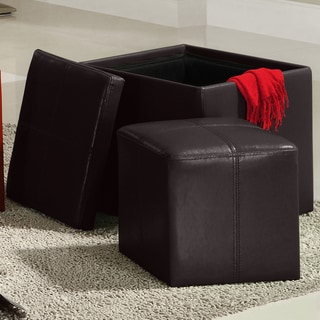 Swayne Brown Storage Ottoman with Mini Foot Stool