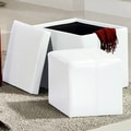 ETHAN HOME Swayne White Storage Ottoman with Mini Foot Stool