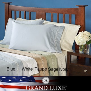 Grand Luxe Egyptian Cotton Sateen 300 Thread Count Chain Deep Pocket Sheet Set and Pillowcase Separates