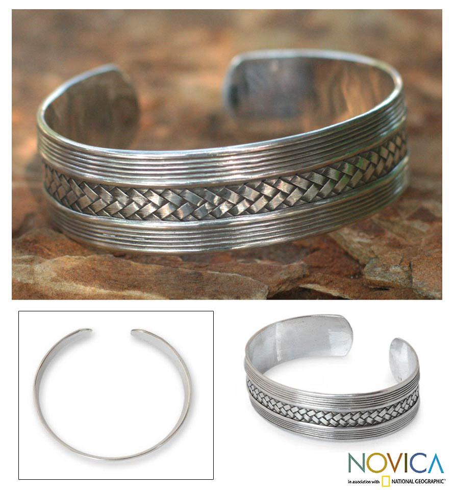 Sterling Silver 'Wisdoms' Cuff Bracelet (Thailand)