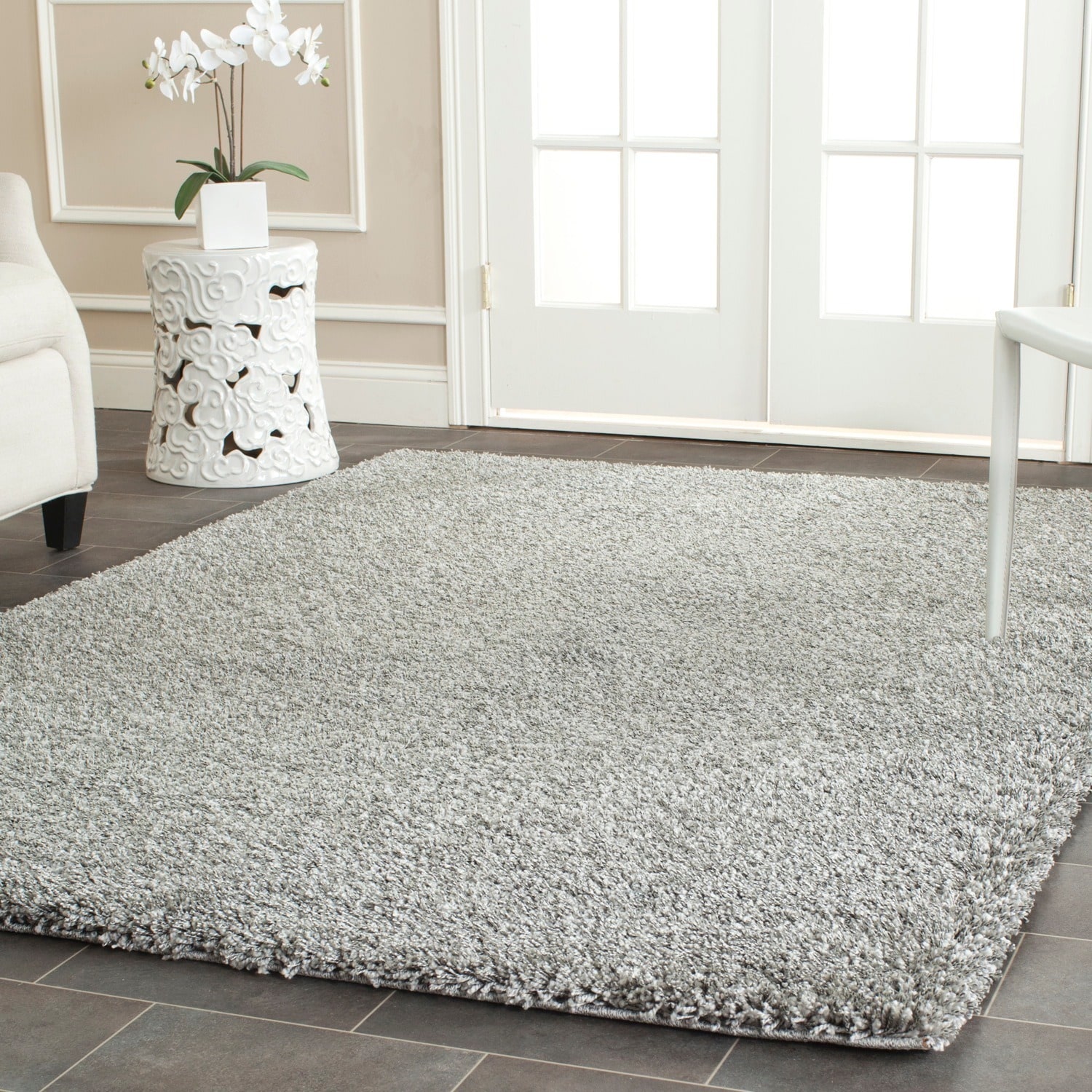 Safavieh Cozy Solid Silver Shag Rug (8' x 10') Overstock Shopping