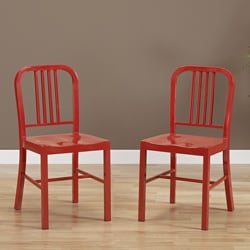 Great Prices Red Metal Side Chairs (Set of 2)