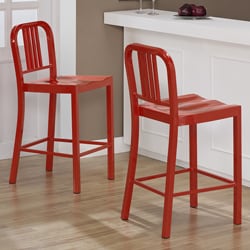 --->  Red Metal Counter Stools (Set of 2)
