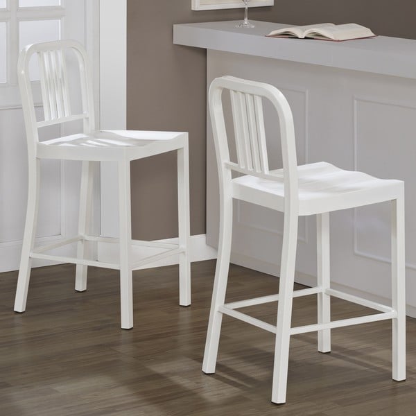 White Metal Counter Stools (Set of 2)