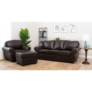 [1] Abbyson Living Richfield Premium Top-grain Leather Sofa, Armchair, and Ottoman Set